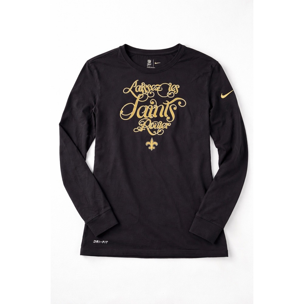 Nike New Orleans Saints Dri Fit Shirt Womens XL Black NFL Team Apparel Tee